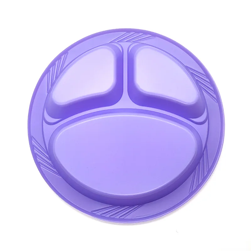 10 インチ 3 コンパートメント使い捨て円形プラスチックプレート