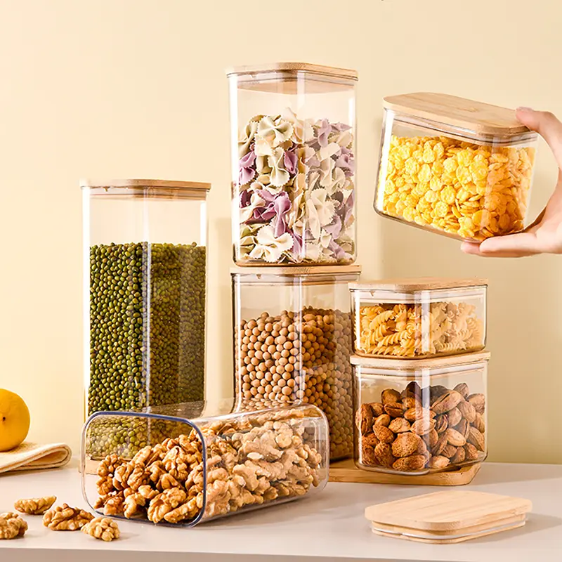 木製蓋付きプラスチック保存瓶